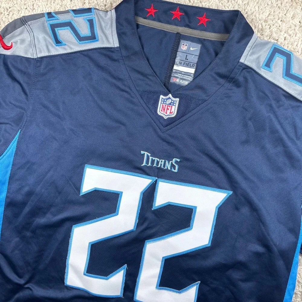 Nike On-Field Men Tennessee Titans Derrick Henry Jersey Large Navy Blue NFL